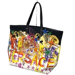 VERSACE BEACH Canvas Tote Bag Multicolor